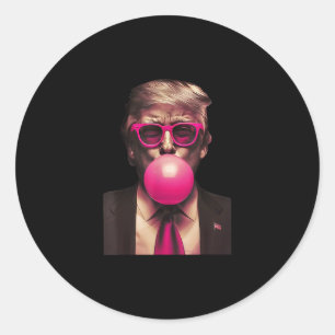 Pegatina Redonda Chicle Trump Divertido 