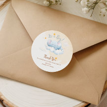 Chico de Elefante Azul Agradecimiento Baby Shower 