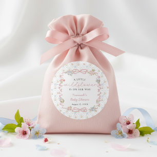 Pegatina Redonda Chico de Flor Silvestre Baby Shower 