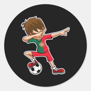 Pegatina Redonda Chico de fútbol haciendo dabbing camiseta de Portu