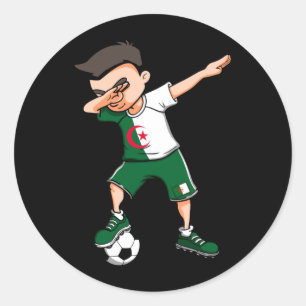 Pegatina Redonda Chico del fútbol haciendo Dabbing Jersey de fanáti