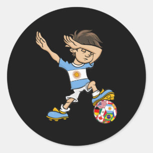 Pegatina Redonda Chico haciendo dabbing Jersey de fútbol de Argenti