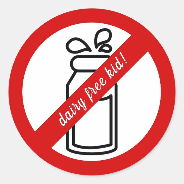 Pegatina Redonda ¡Chico sin leche! Alerta de alergia láctea infanti (Anverso)