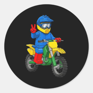 Pegatina Redonda Chicos constructores de motocicletas divertidas ju