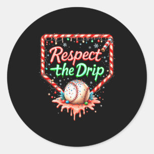 Pegatina Redonda Chicos de Drip de Béisbol Helado Navidad Juventud
