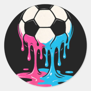 Pegatina Redonda Chicos de fútbol helado goteo jugadores juveniles 