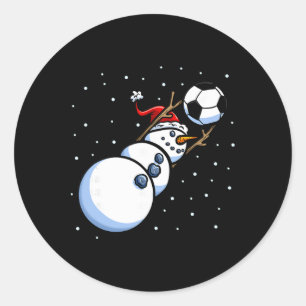 Pegatina Redonda Chicos de Navidad Hombres Xmas Portero Fútbol Muñe