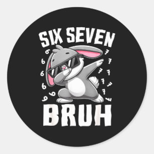 Pegatina Redonda Chicos día de Pascua seis siete bruh haciendo dab