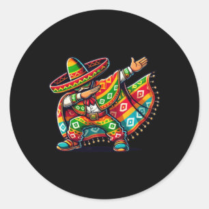 Pegatina Redonda Chicos Divertidos Haciendo Dab con Poncho Mexicano