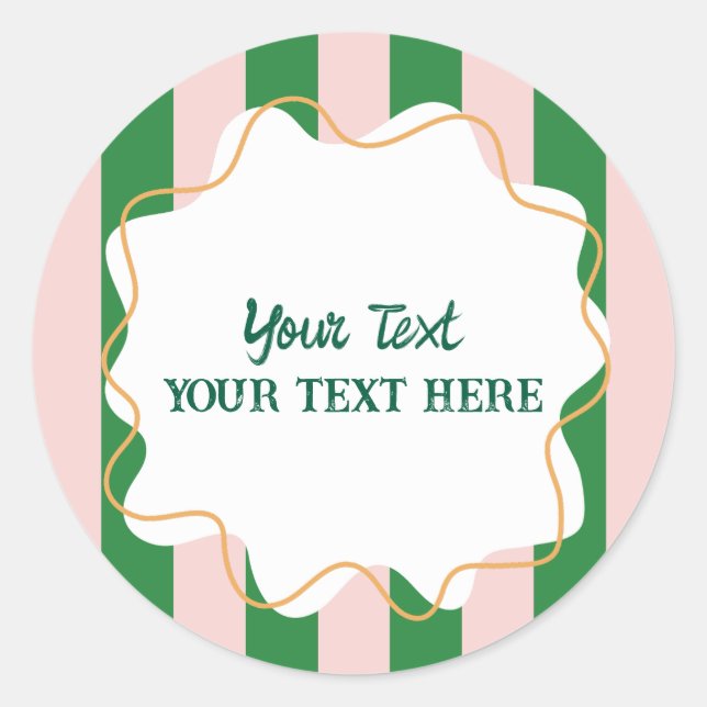 Pegatina Redonda Chicos Genial Rayas Coloridas Fiesta de Cumpleaños (Anverso)