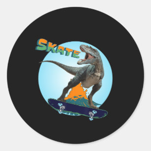 Pegatina Redonda Chicos geniales monopatín T Rex Dinosaurio Skatebo