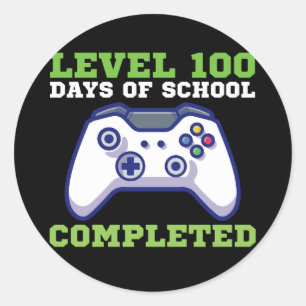 Pegatina Redonda Chicos Nivel 100 Días De Escuela Completados 