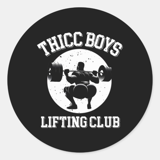 Pegatina Redonda Chicos Thicc Lifting Club Gracioso Gimnasio Mens S (Anverso)