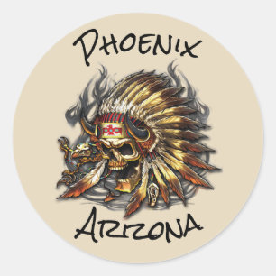 Pegatina Redonda Chief Bones Phoenix Arizona