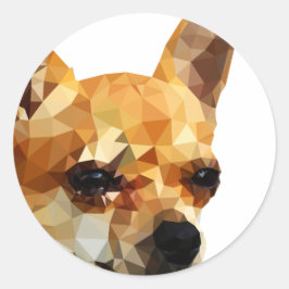 Pegatina Redonda Chihuahua: arte de polos bajos