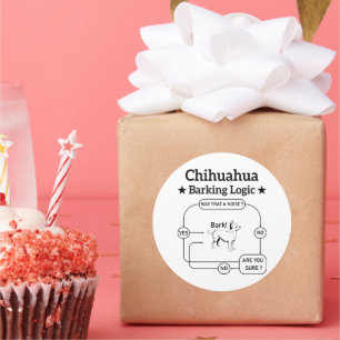 Pegatina Redonda Chihuahua Barking Logic Graciosa Perro cachorro Sa