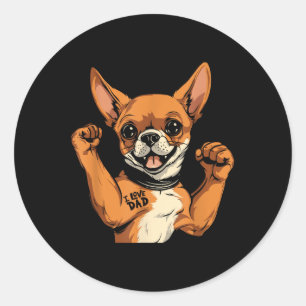 Pegatina Redonda Chihuahua Biceps Tattoo - Mascota de la raza de pe