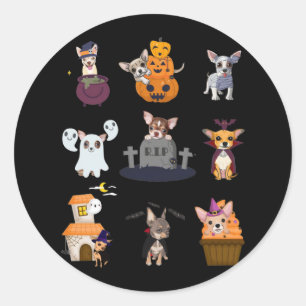 Pegatina Redonda Chihuahua Costume Halloween T-Shirt Cute Halloween