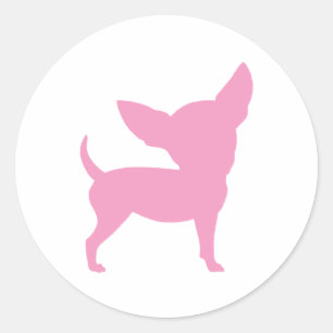 Pegatina Redonda Chihuahua graciosa rosa