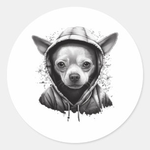 Pegatina Redonda Chihuahua Guay Perro rap Hip-Hop Gangster