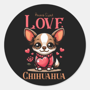 Pegatina Redonda chihuahua mascota amor