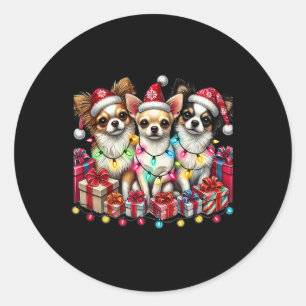 Pegatina Redonda Chihuahua Perro Navidades Chihuahua Perra Mamá Per