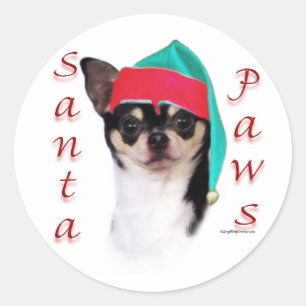 Pegatina Redonda Chihuahua Santa Paws