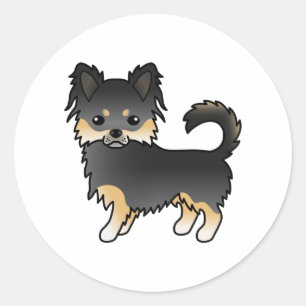 Pegatina Redonda Chihuahua, un perro de dibujos animados curados ne