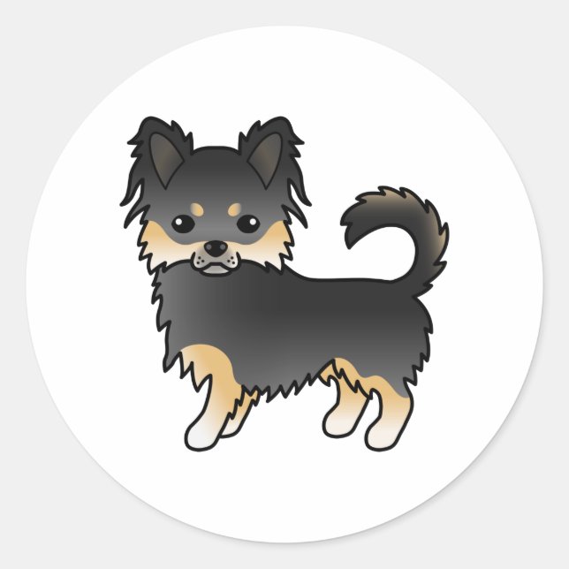 Pegatina Redonda Chihuahua, un perro de dibujos animados curados ne (Anverso)