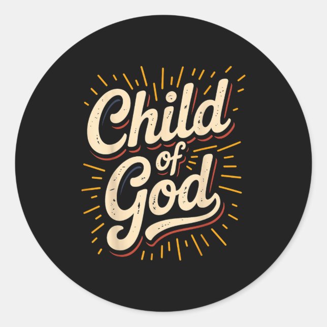 Pegatina Redonda Child Of God Christian Faith  (Anverso)