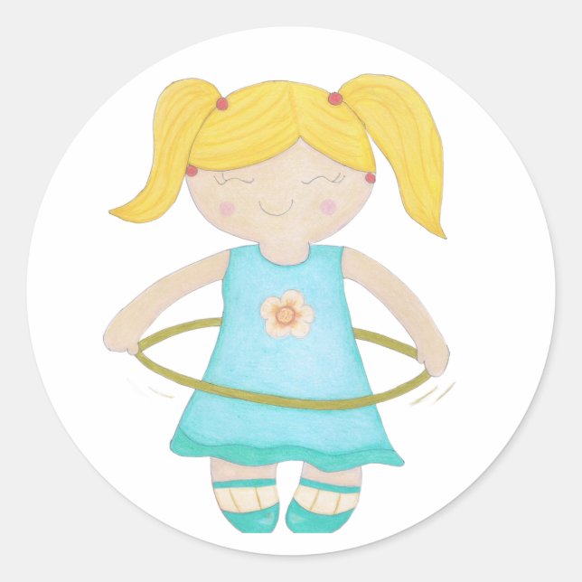 Pegatina Redonda Child playing with a hula hoop (Anverso)