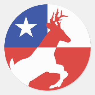 Pegatina Redonda Chile Bandera Nacional Animal Huemul de Chile