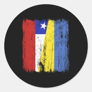 Pegatina Redonda Chile Ucrania Media Bandera Patrimonio Chileno Ucr
