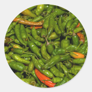 Pegatina Redonda Chiles a la venta en el mercado
