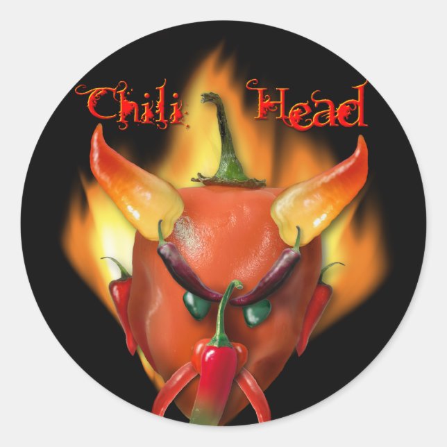 Pegatina Redonda Chili Head Devil (Anverso)