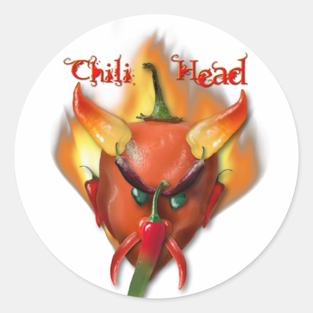 Pegatina Redonda Chili Head Devil (Anverso)
