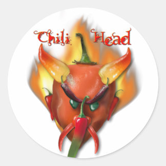Pegatina Redonda Chili Head Devil