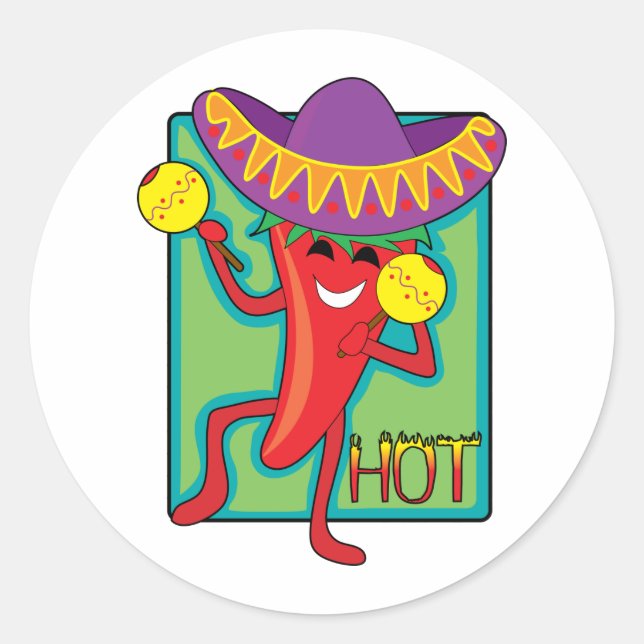 Pegatina Redonda Chili mexicano (Anverso)