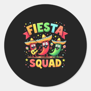Pegatina Redonda Chili Peppers Mexicanos Squad de la Fiesta de Cinc