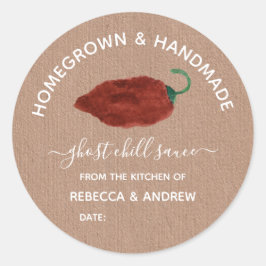 Pegatina Redonda Chili Sauce Fantasma Hogar Mason Jar