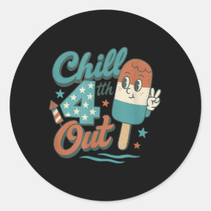 Pegatina Redonda Chill 4 Out - Graciosa Retro 4 De Julio Crema De H