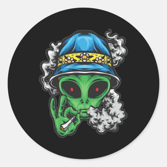 Pegatina Redonda Chill Alien (Anverso)