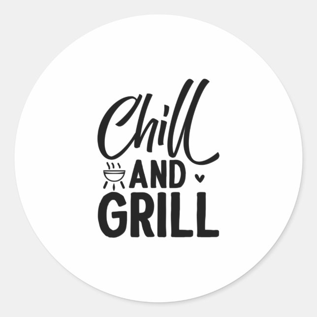 Pegatina Redonda Chill And Grill BBQ (Anverso)