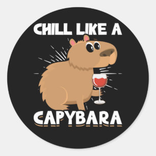 Pegatina Redonda Chill Capybara Cute Animal Lover