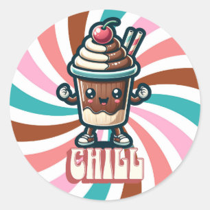 Pegatina Redonda Chill Chocolate Milkshake Pun
