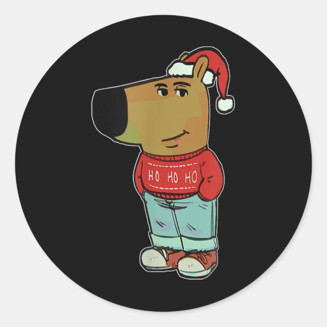 Pegatina Redonda Chill Guy Meme Wearing Ugly Christmas Sweater  (Anverso)