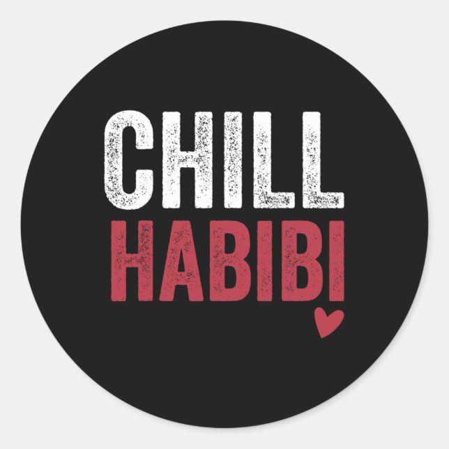 Pegatina Redonda Chill Habibi Fun Romantic Tee Para Arabic Valentin (Anverso)