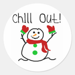 Pegatina Redonda Chill Out Snowman Holidays