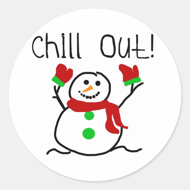Pegatina Redonda Chill Out Snowman Holidays (Anverso)
