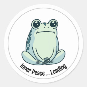 Pegatina Redonda Chill Personalizado Zen Frog, Rana Cuta Mediadora
